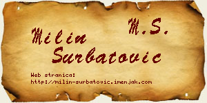 Milin Šurbatović vizit kartica